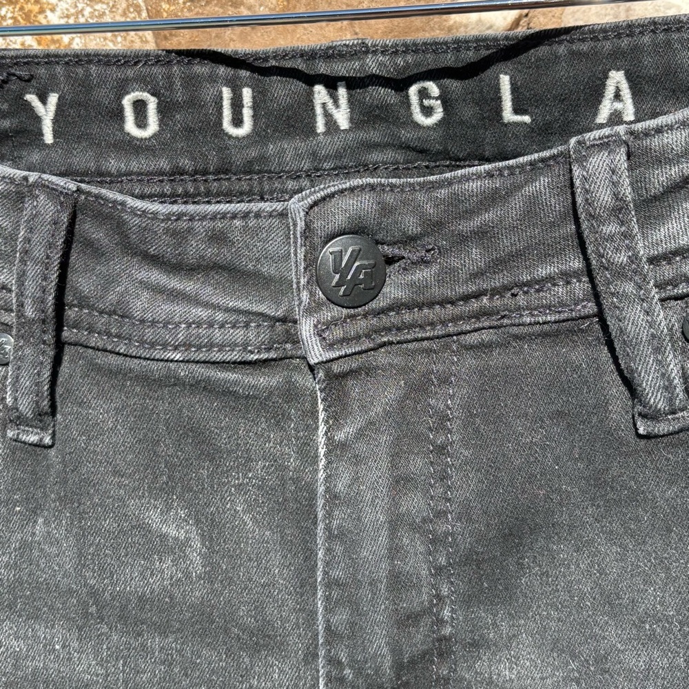 NWT YoungLa Men’s Jeans Faded Black Size 32x30 Zipper Leg Slim Fit - Picture 4 of 10